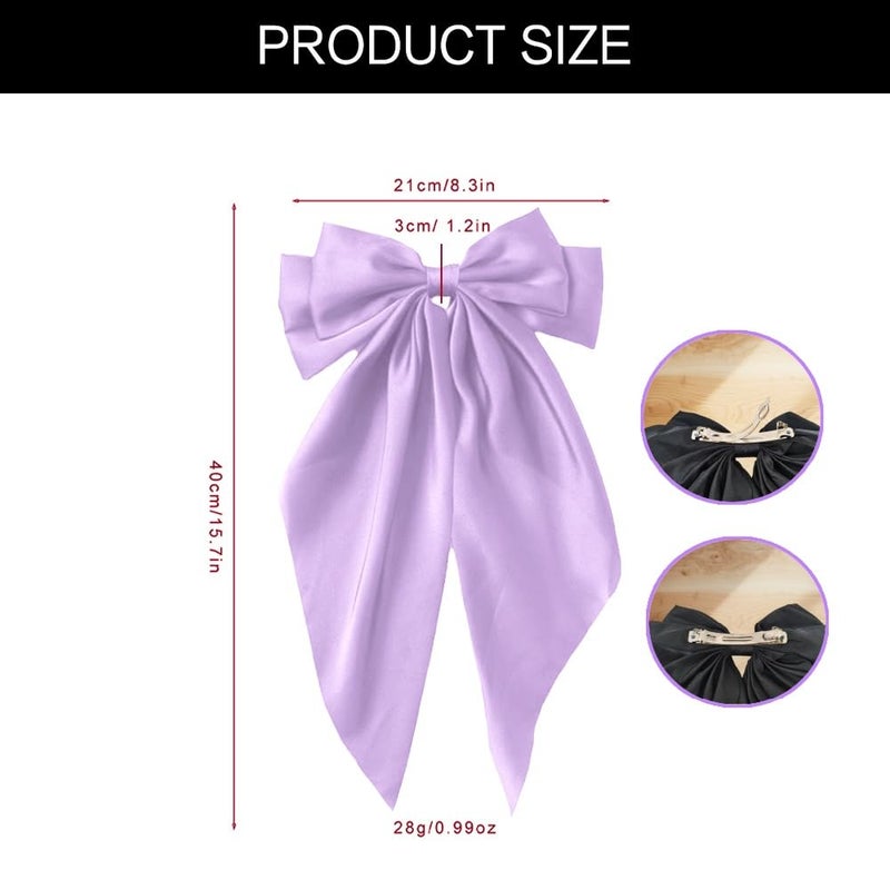 LAOTIDui Hair Bows for Women,Big Purple Bow,Large Hair Bows Long Tail,Bow Hair Clips,Satin Hair Bow,Girls Hair Bows,Hair Bows Clips,Hair Accessories Hair Bows - Image 3